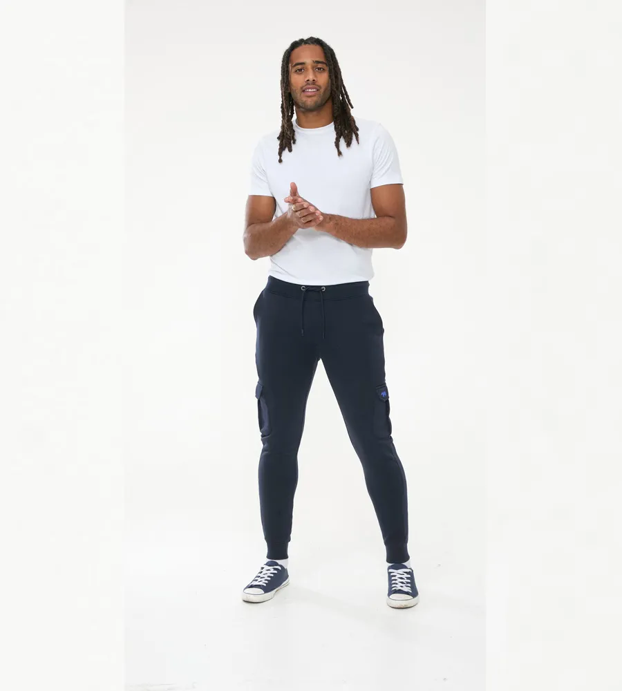 D555 Men's Navy Joggers with Cargo Pocket and Ribbed Cuffs (TILDEN 1)